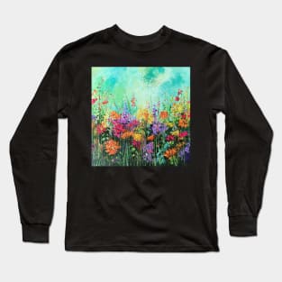 Garden Magic , colourful contemporary floral design Long Sleeve T-Shirt